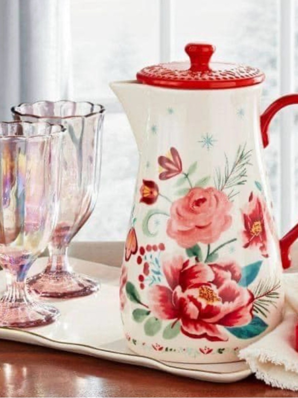 Pioneer Woman Merry Meadow Ceramic Pitcher with Lid